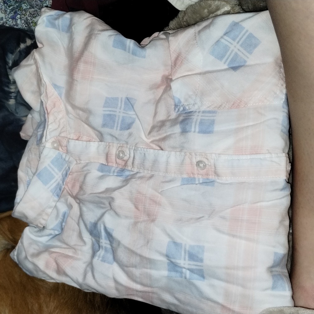 Time and True pastel pink and blue button down - Picture 1 of 4